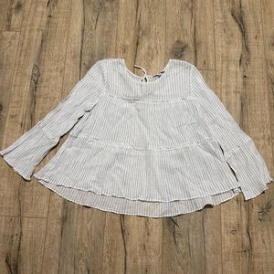 MADEWELL Tiered Top in Haysboro Stripe Pom Pom Size Medium